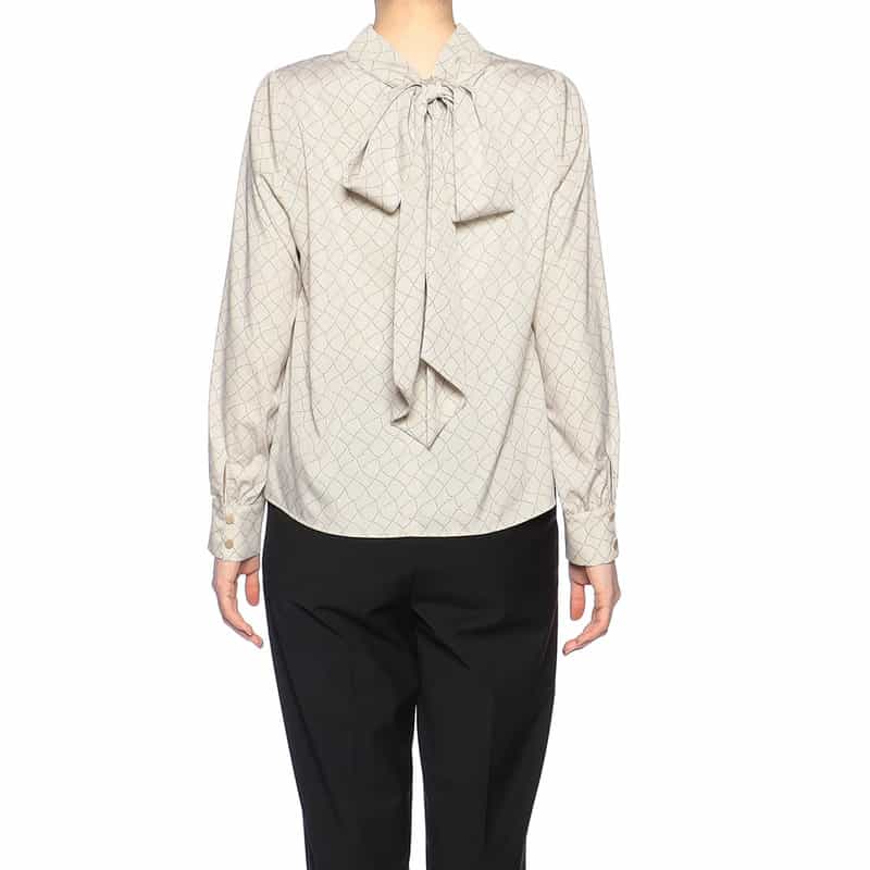 BARNEYS NEW YORK ウォッシャブル 2WAYボウタイブラウス LT BEIGE