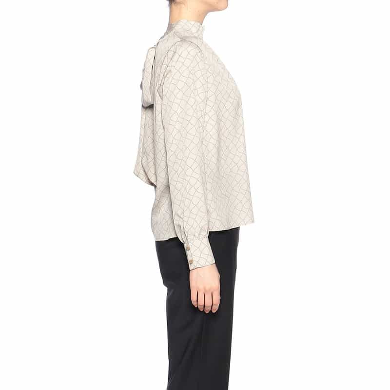 BARNEYS NEW YORK ウォッシャブル 2WAYボウタイブラウス LT BEIGE