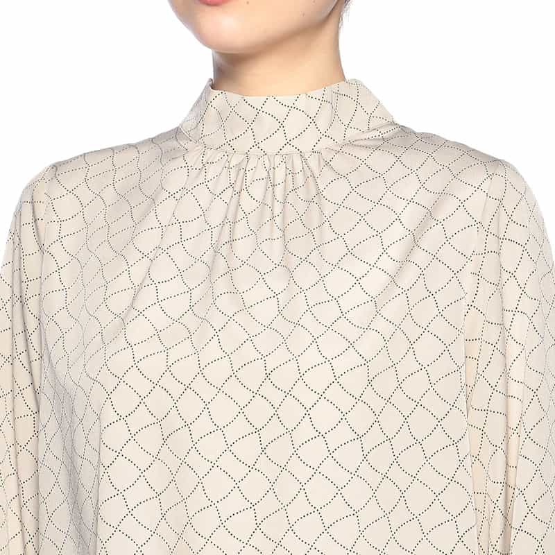 BARNEYS NEW YORK ウォッシャブル 2WAYボウタイブラウス LT BEIGE