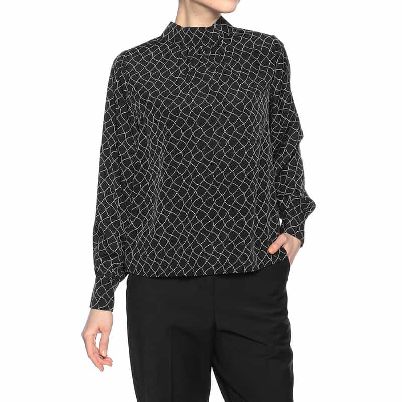 BARNEYS NEW YORK ウォッシャブル 2WAYボウタイブラウス BLACK