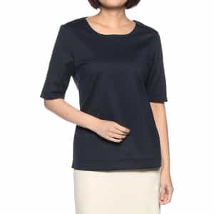 ウォッシャブル コットンUネックカットソー