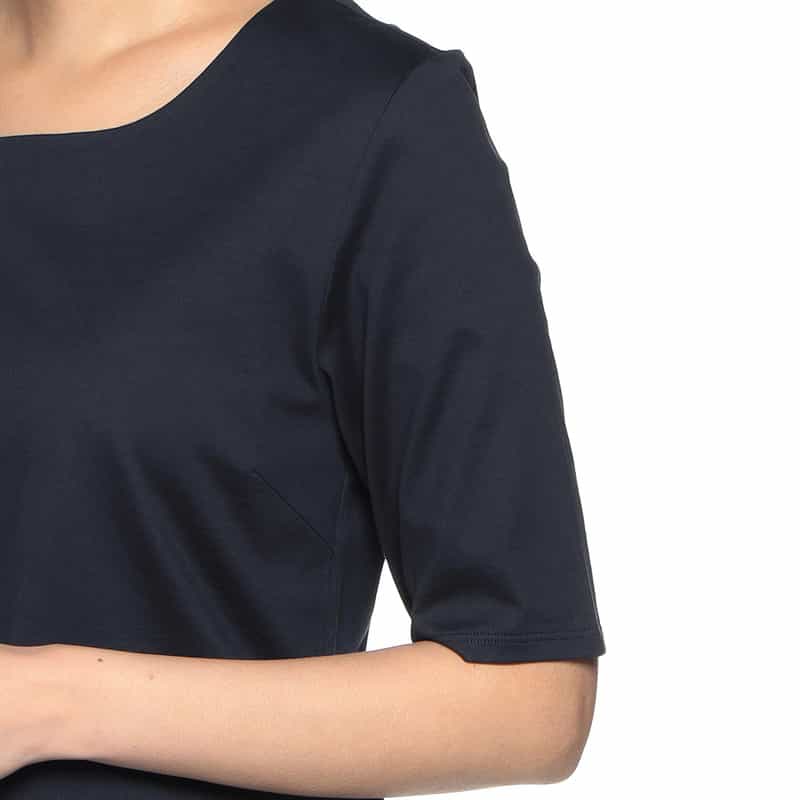 BARNEYS NEW YORK ウォッシャブル コットンUネックカットソー NAVY