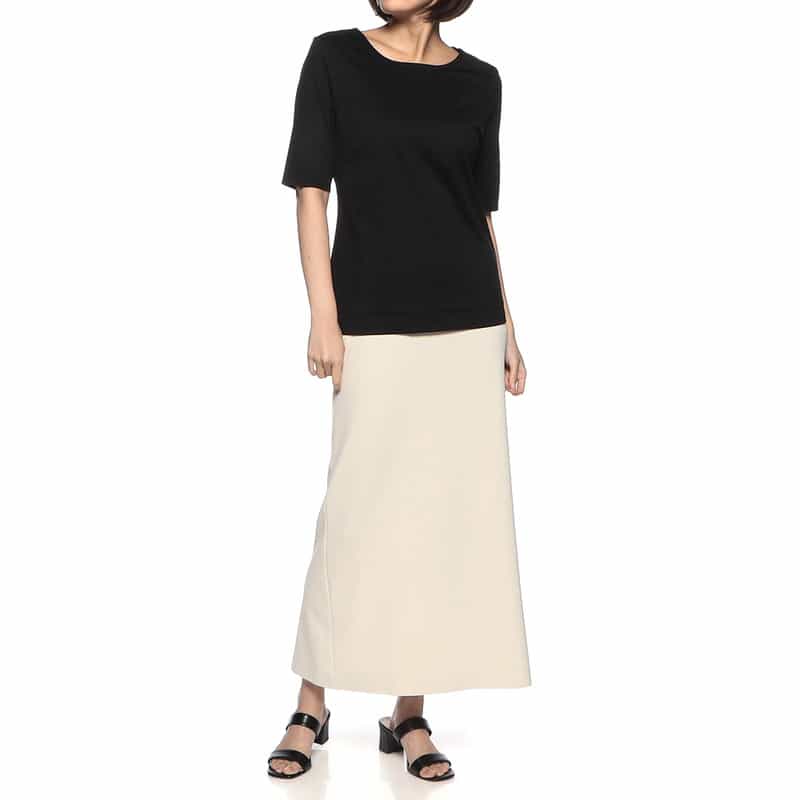 BARNEYS NEW YORK ウォッシャブル ドローストリング ジャージーロングスカート IVORY