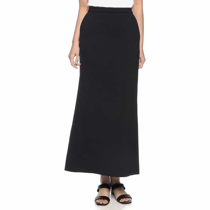 BARNEYS NEW YORK ウォッシャブル ドローストリング ジャージーロングスカート BLACK