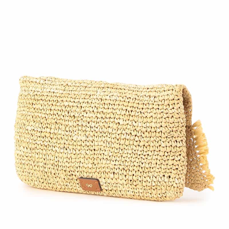 ANYA HINDMARCH ラフィアクラッチバッグ BEIGE