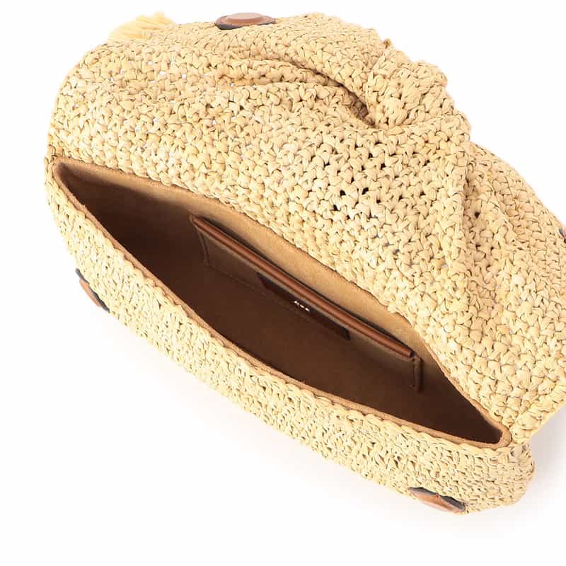 ANYA HINDMARCH ラフィアクラッチバッグ BEIGE