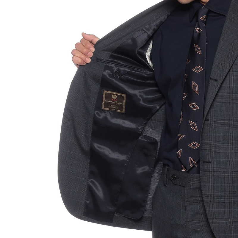 BARNEYS NEW YORK チェック柄スーツ NAVY