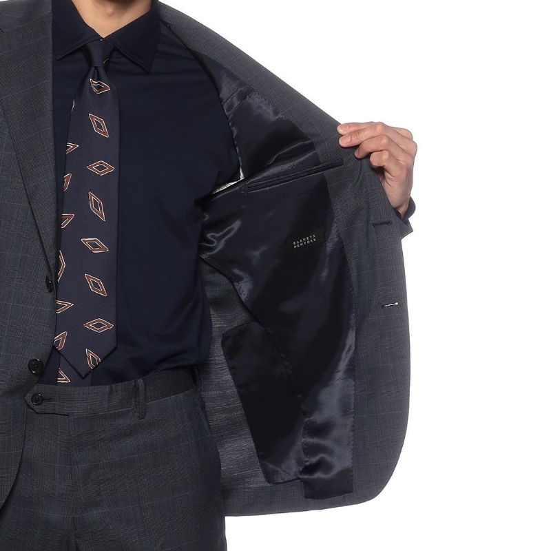 BARNEYS NEW YORK チェック柄スーツ NAVY