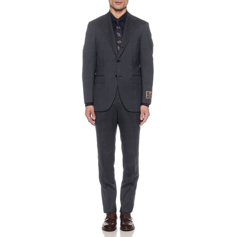 BARNEYS NEW YORK チェック柄スーツ NAVY