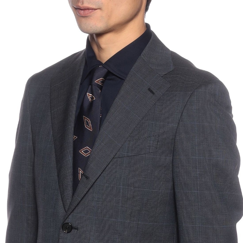 BARNEYS NEW YORK チェック柄スーツ NAVY