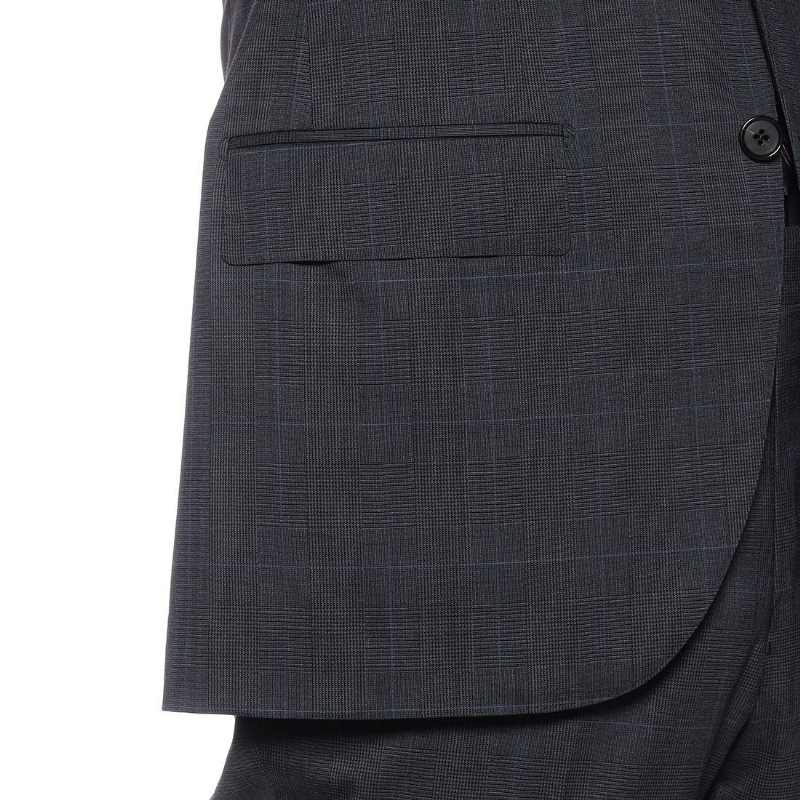 BARNEYS NEW YORK チェック柄スーツ NAVY