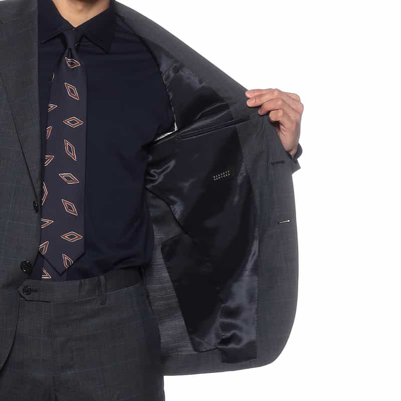 BARNEYS NEW YORK チェック柄スーツ NAVY