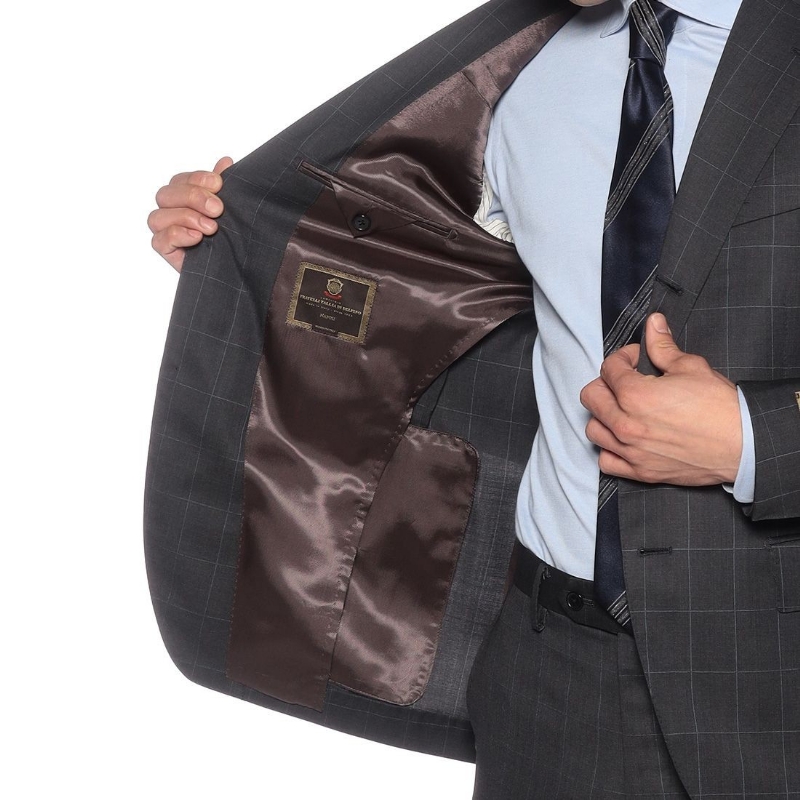 BARNEYS NEW YORK ウインドーペーン柄スーツ DARK GRAY