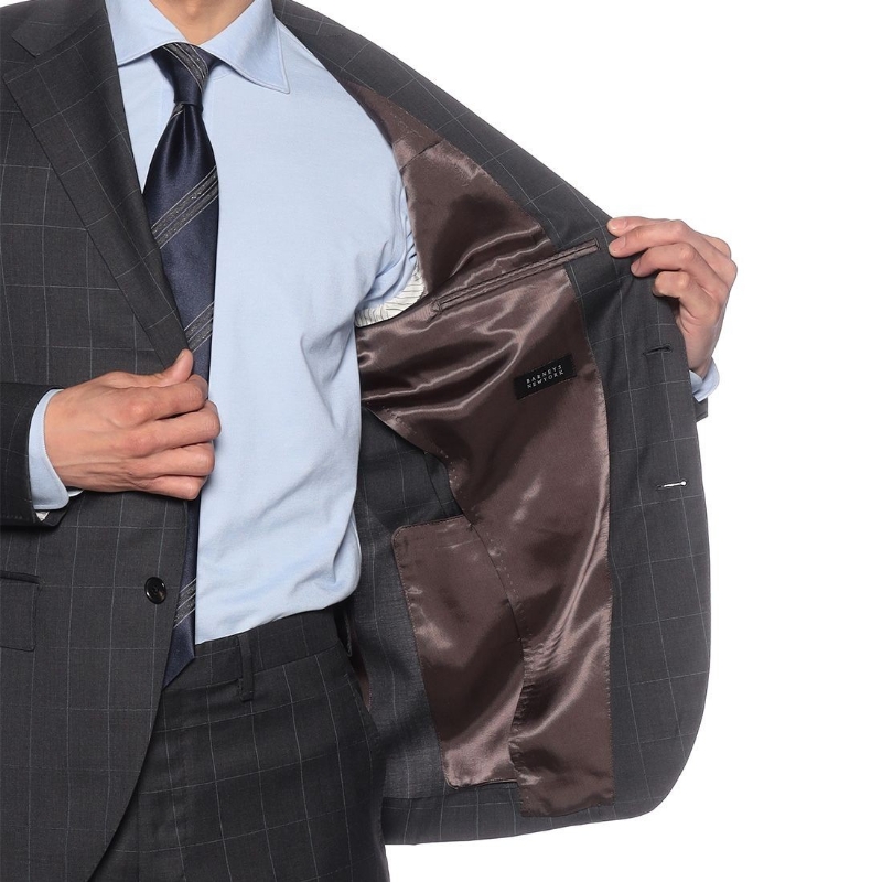 BARNEYS NEW YORK ウインドーペーン柄スーツ DARK GRAY