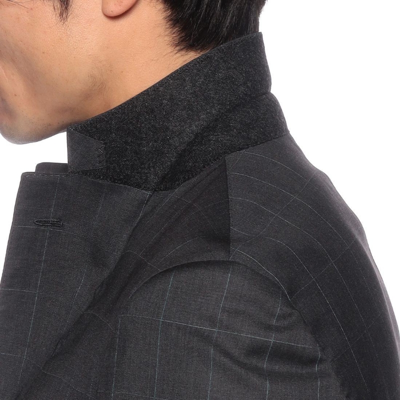 BARNEYS NEW YORK ウインドーペーン柄スーツ DARK GRAY