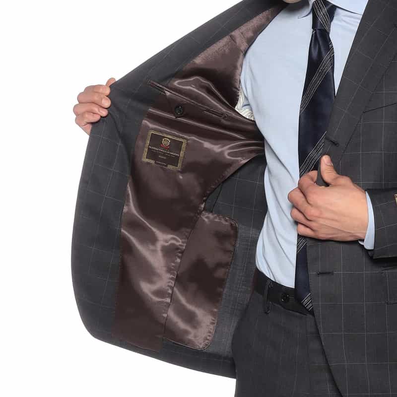 BARNEYS NEW YORK ウインドーペーン柄スーツ DARK GRAY