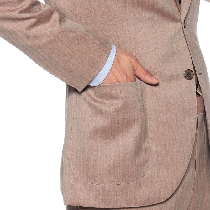 BARNEYS NEW YORK ヘリンボーン柄スーツ BEIGE