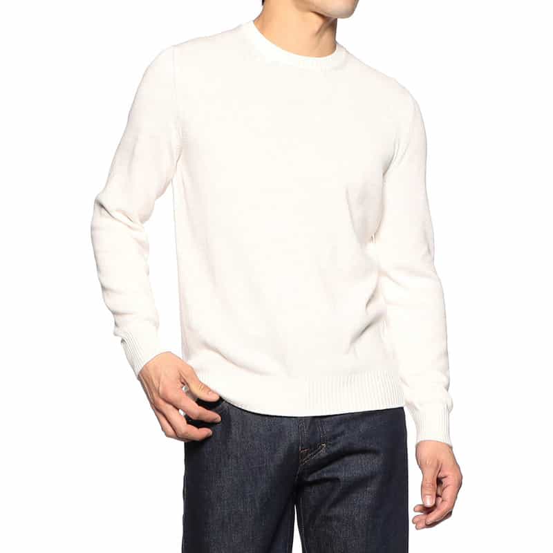 FEDELI スーピマコットンニットプルオーバー WHITE