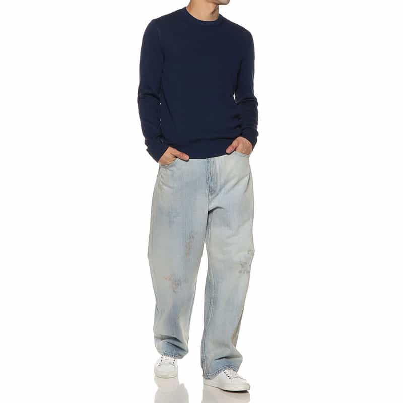 FEDELI スーピマコットンニットプルオーバー NAVY