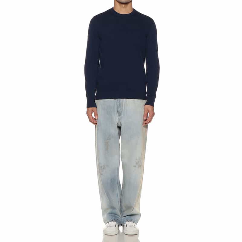 FEDELI スーピマコットンニットプルオーバー NAVY