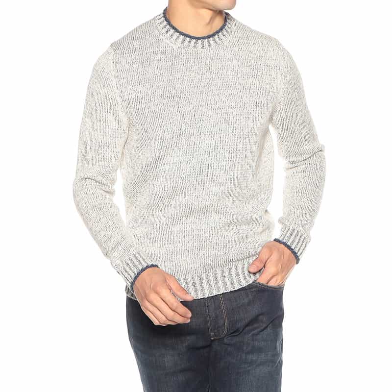 FEDELI コットンリネンニットプルオーバー NAVY