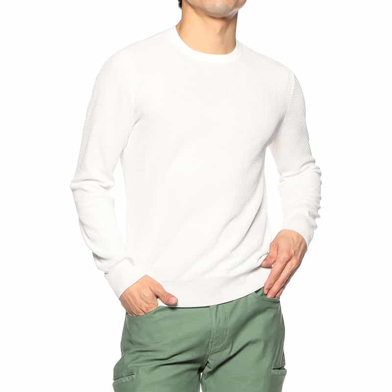 GRANSASSO ジャカードコットンニットプルオーバー WHITE
