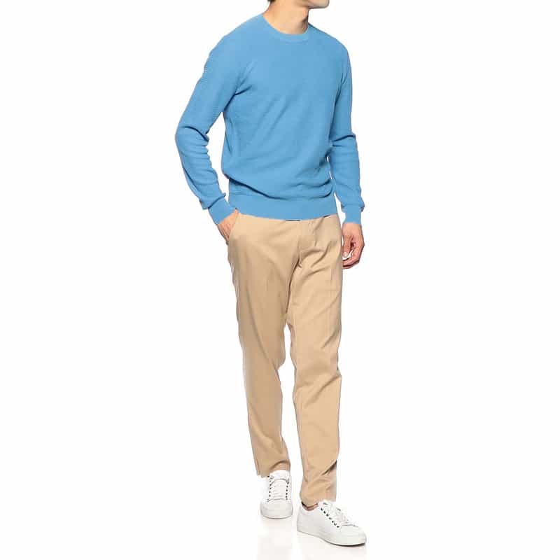 GRANSASSO ジャカードコットンニットプルオーバー BLUE