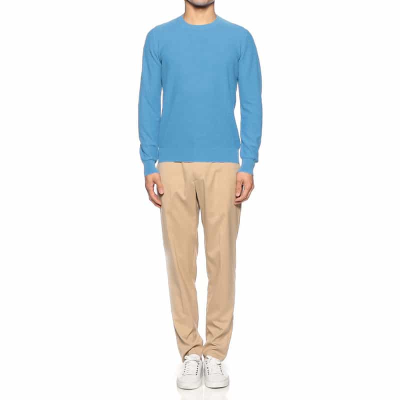 GRANSASSO ジャカードコットンニットプルオーバー BLUE