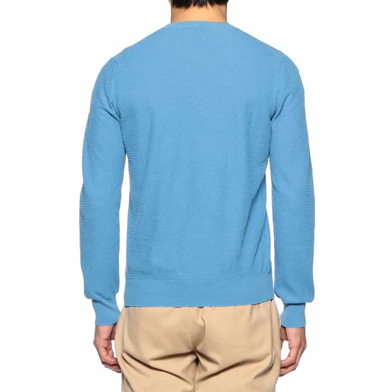 GRANSASSO ジャカードコットンニットプルオーバー BLUE