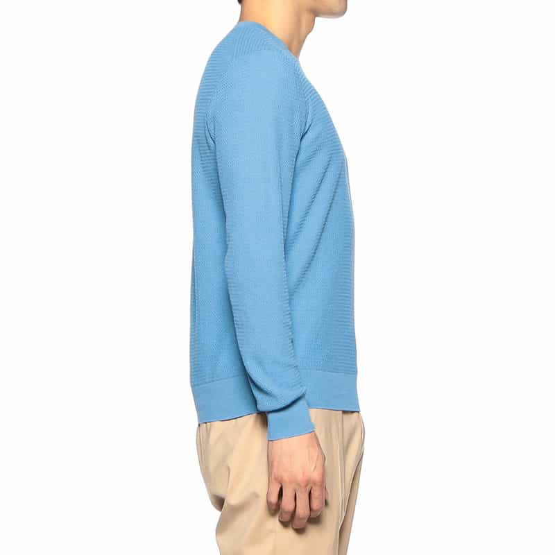 GRANSASSO ジャカードコットンニットプルオーバー BLUE