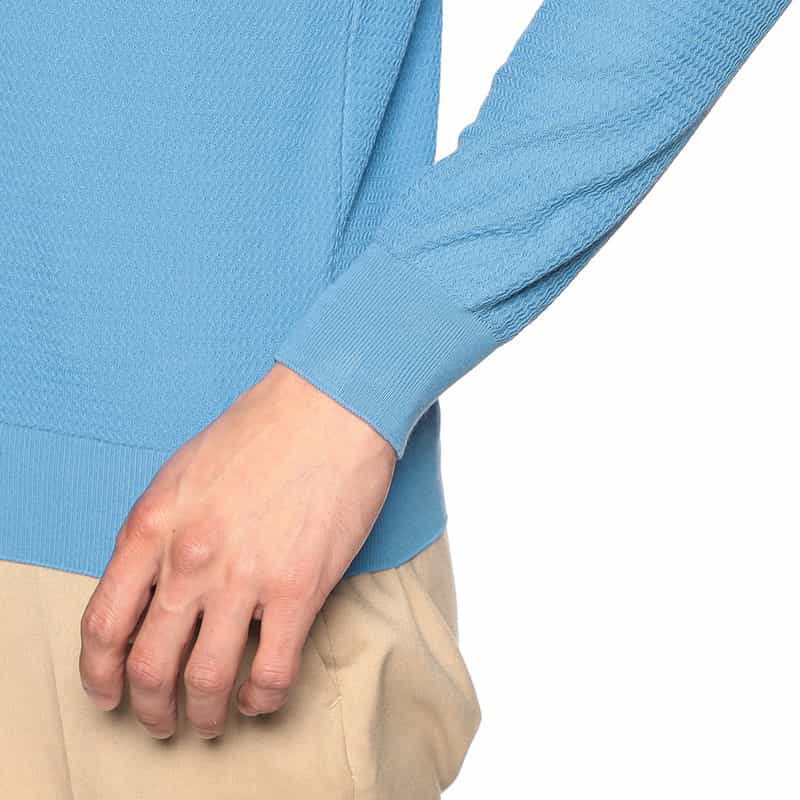 GRANSASSO ジャカードコットンニットプルオーバー BLUE