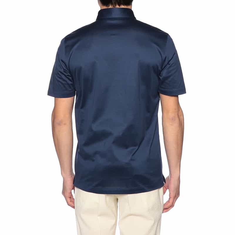 GRANSASSO マーセライズコットンポロシャツ NAVY