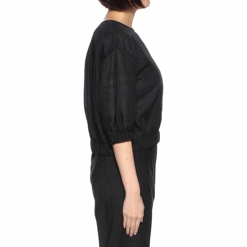 BARNEYS NEW YORK ウォッシャブル ブロックタイルチェック柄ジップアップブルゾン BLACK
