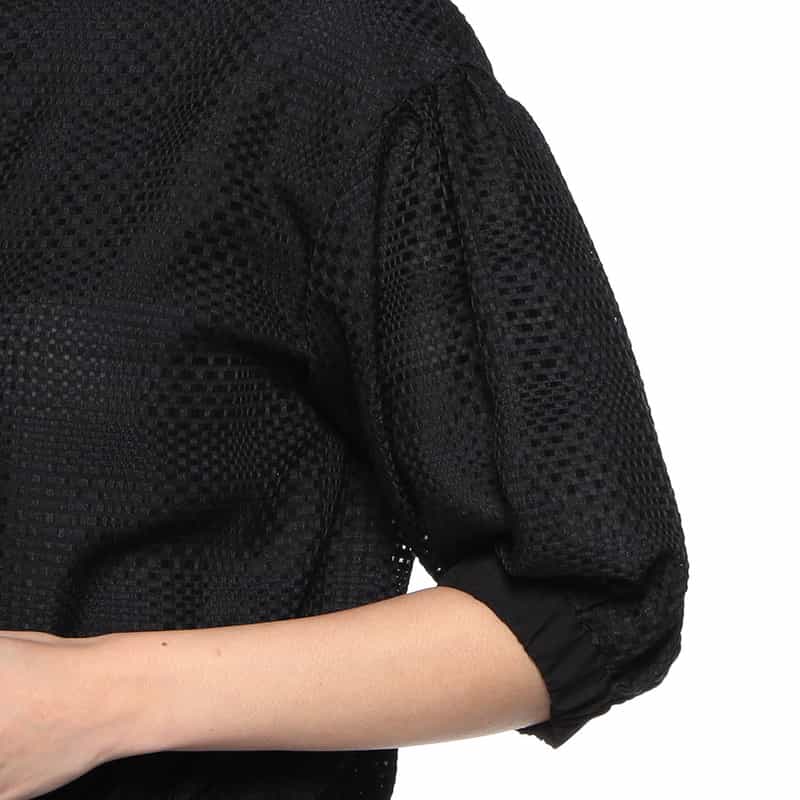 BARNEYS NEW YORK ウォッシャブル ブロックタイルチェック柄ジップアップブルゾン BLACK