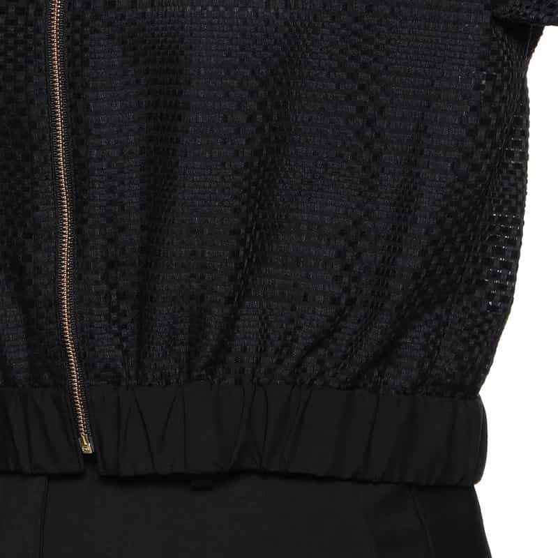 BARNEYS NEW YORK ウォッシャブル ブロックタイルチェック柄ジップアップブルゾン BLACK