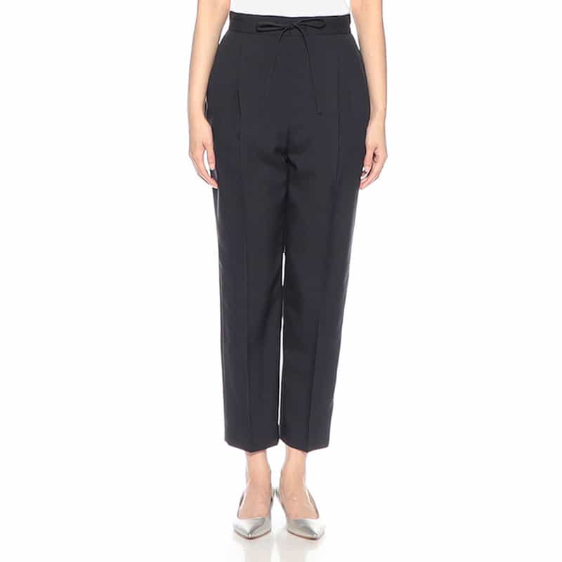 BARNEYS NEW YORK ウォッシャブル ドローストリングクロップドパンツ NAVY