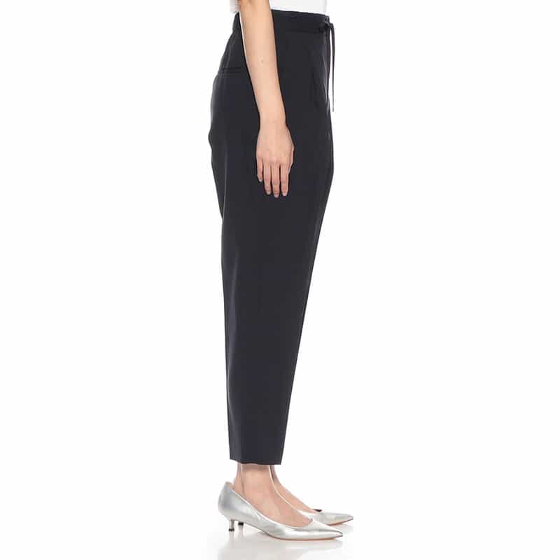 BARNEYS NEW YORK ウォッシャブル ドローストリングクロップドパンツ NAVY