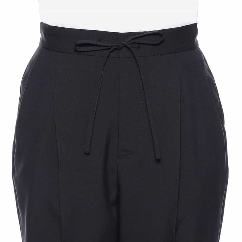 BARNEYS NEW YORK ウォッシャブル ドローストリングクロップドパンツ NAVY