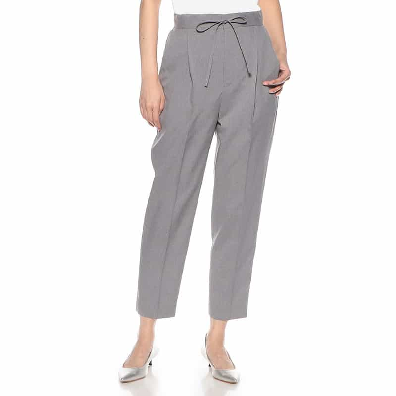 BARNEYS NEW YORK ウォッシャブル ドローストリングクロップドパンツ LIGHT GRAY