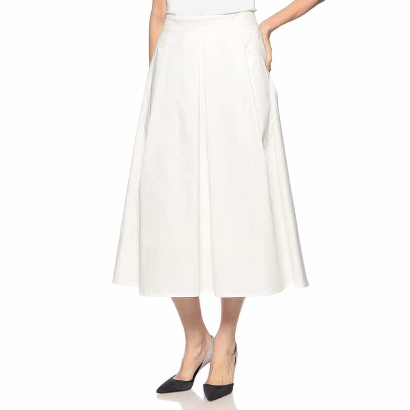 BARNEYS NEW YORK ウォッシャブル ボリュームタックスカート WHITE