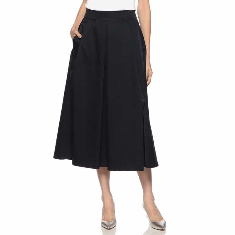 BARNEYS NEW YORK ウォッシャブル ボリュームタックスカート DARK NAVY