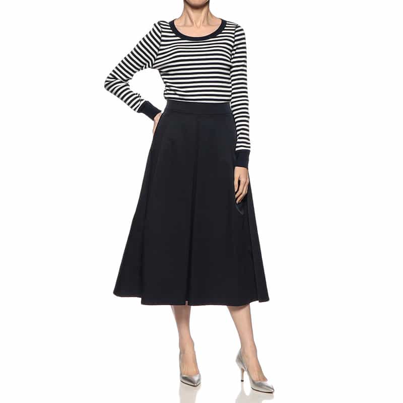 BARNEYS NEW YORK ウォッシャブル ボリュームタックスカート DARK NAVY