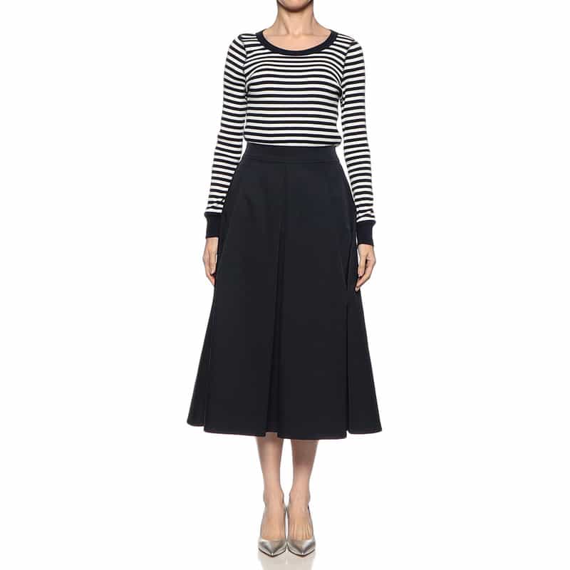 BARNEYS NEW YORK ウォッシャブル ボリュームタックスカート DARK NAVY
