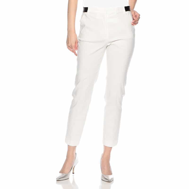 BARNEYS NEW YORK ウォッシャブル バックウエストゴムパンツ WHITE