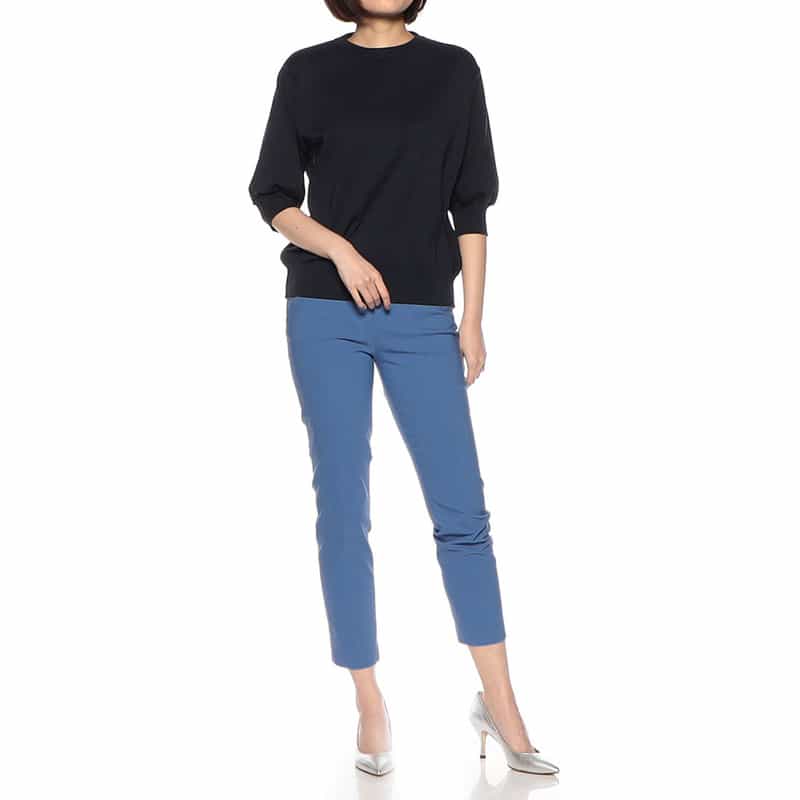 BARNEYS NEW YORK ウォッシャブル バックウエストゴムパンツ BLUE