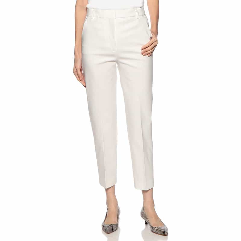 BARNEYS NEW YORK ウォッシャブル ストレートクロップドパンツ WHITE
