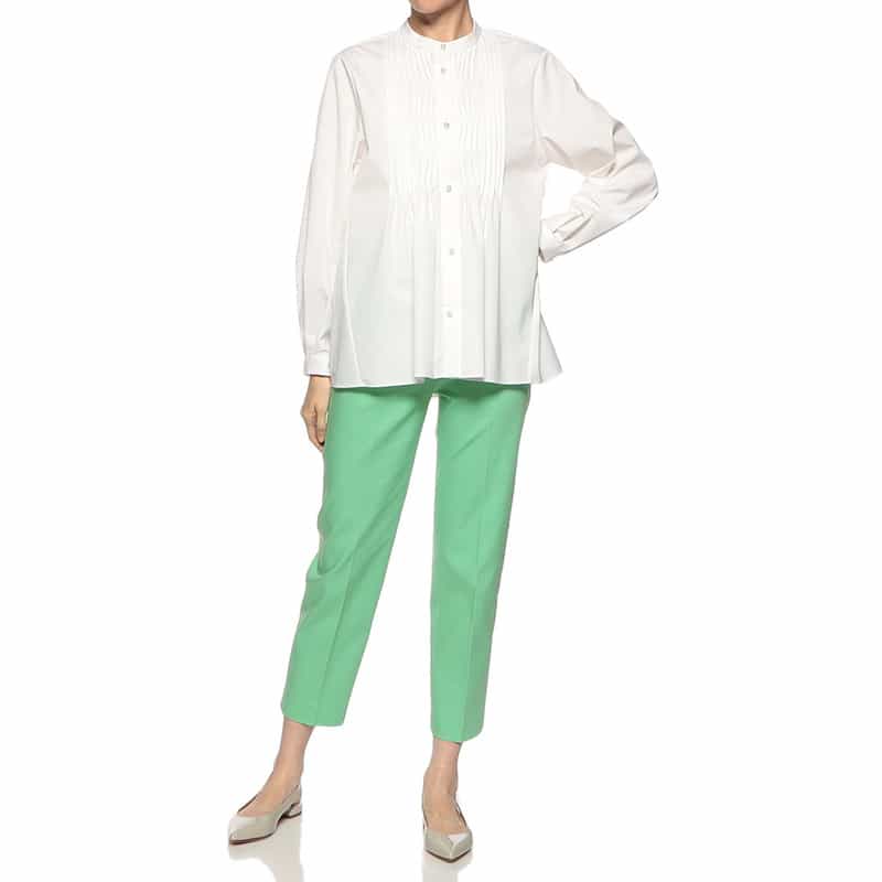 BARNEYS NEW YORK ウォッシャブル ストレートクロップドパンツ GREEN