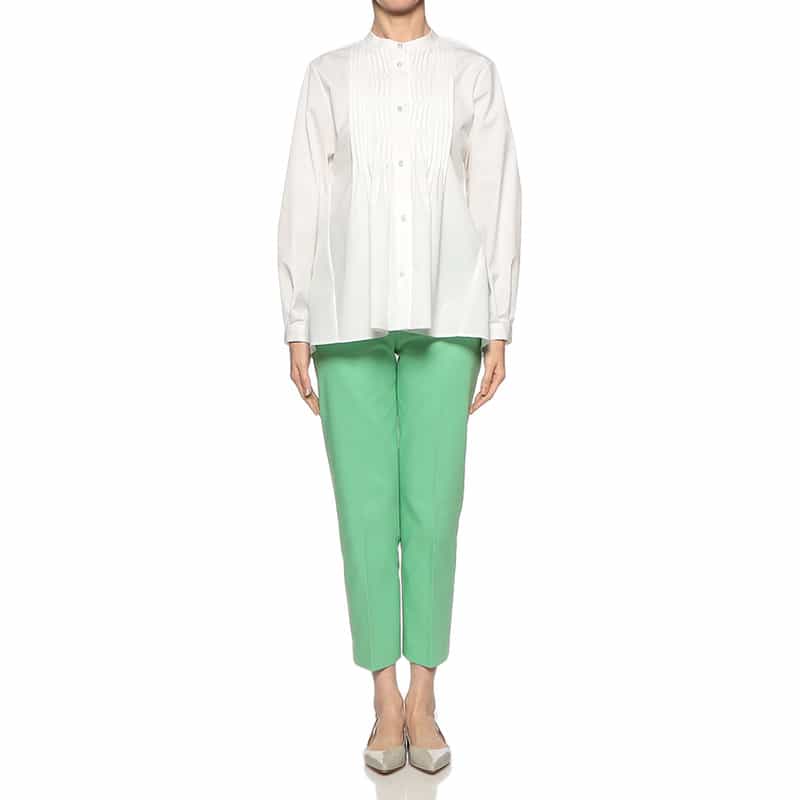 BARNEYS NEW YORK ウォッシャブル ストレートクロップドパンツ GREEN