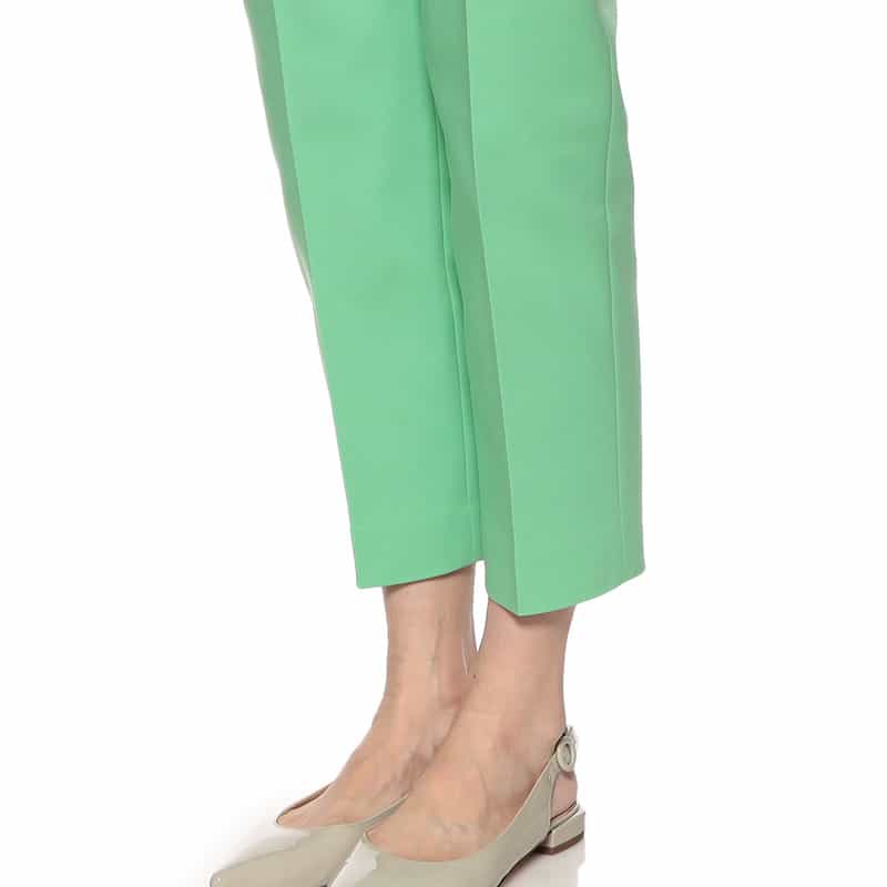 BARNEYS NEW YORK ウォッシャブル ストレートクロップドパンツ GREEN