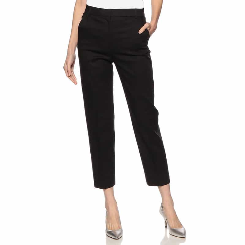BARNEYS NEW YORK ウォッシャブル ストレートクロップドパンツ BLACK